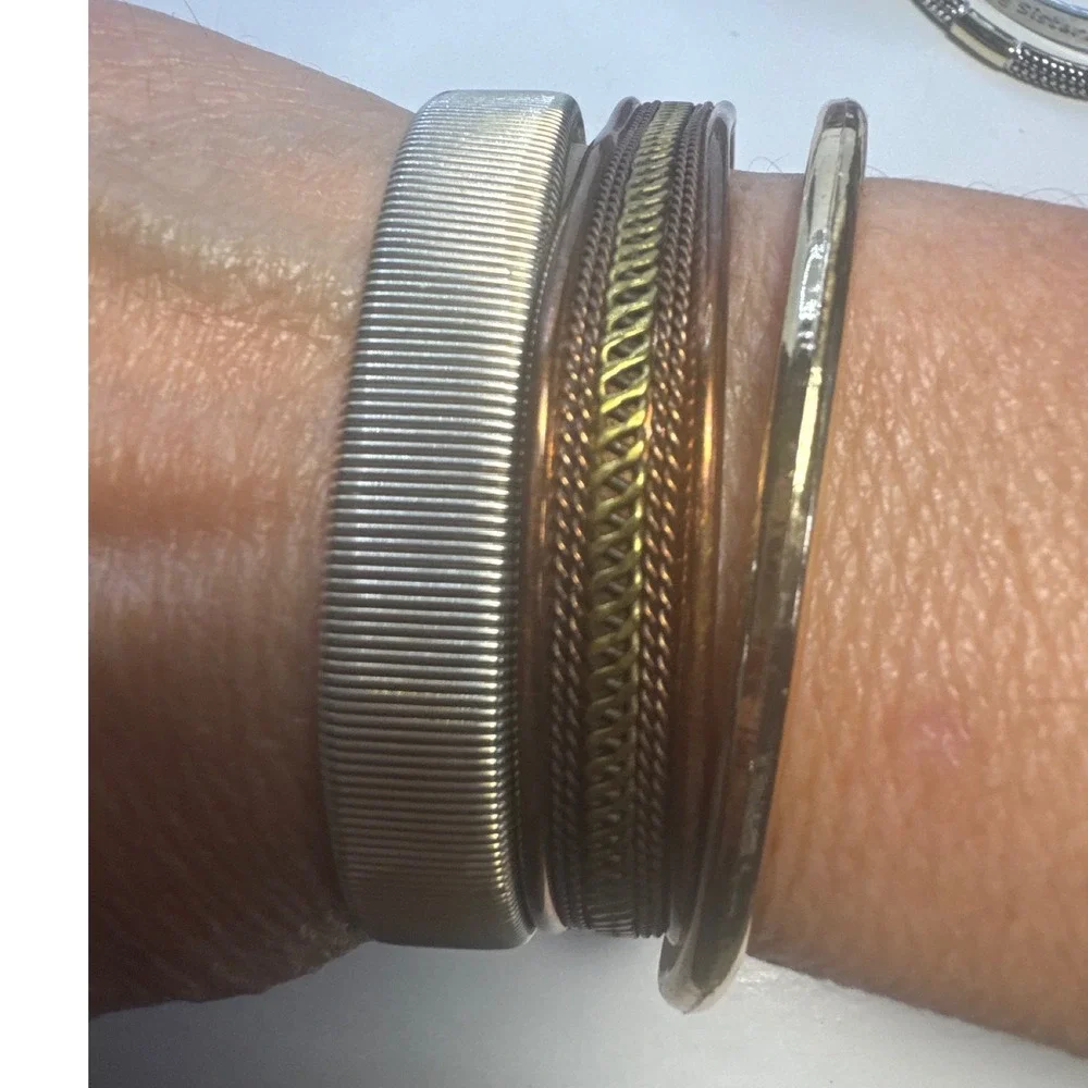 Unbranded Mixed Metal Bracelet Set Womens OS Gold‎ Copper Good 3pc Stack